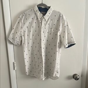 White Palm Tree Print Men's Shirt